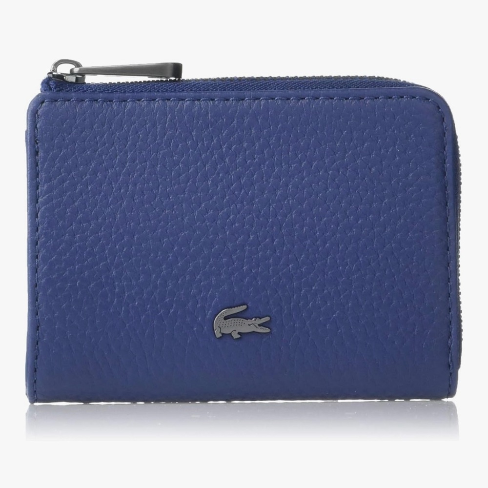 LACOSTE Mens Leather Card Holder Blue